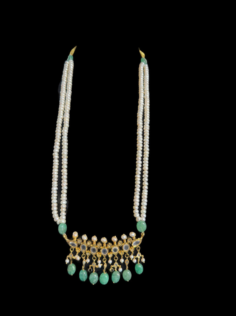 PS543 Hyderabadi tirmani in fresh water pearls and emerald beads ( READY TO SHIP )