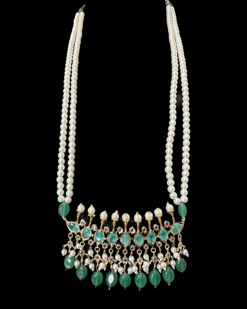 PS563 Tirmani in mint stones and beads with shell pearls ( READY TO SHIP )