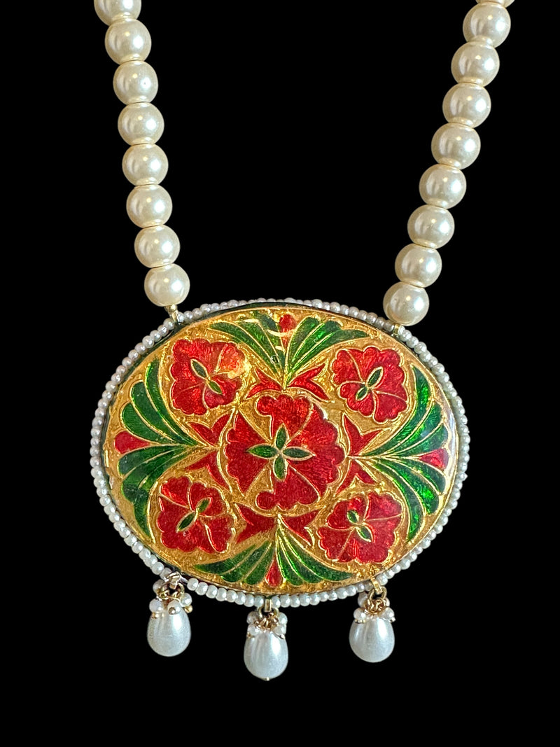 PS540 Suman kundan meenakari pendant only - beige ( READY TO SHIP)