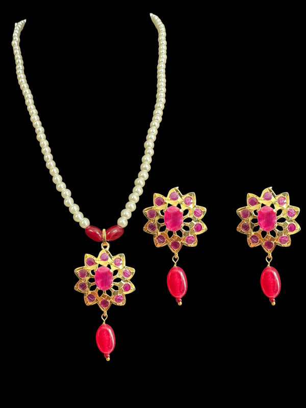 PS377 Nisa pendant set in Ruby  (READY TO SHIP)