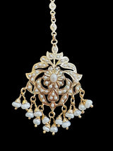 Gold plated silver tikka in fresh water pearls ( READY TO SHIP  )