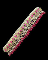 C584 Jadavi lacha in ruby beads- semiprecious  ( READY TO SHIP )