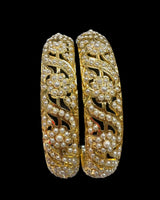 B823 Gold-Plated Jadau Pearl Bangles – Classic Non-Openable Design ( READY TO SHIP )