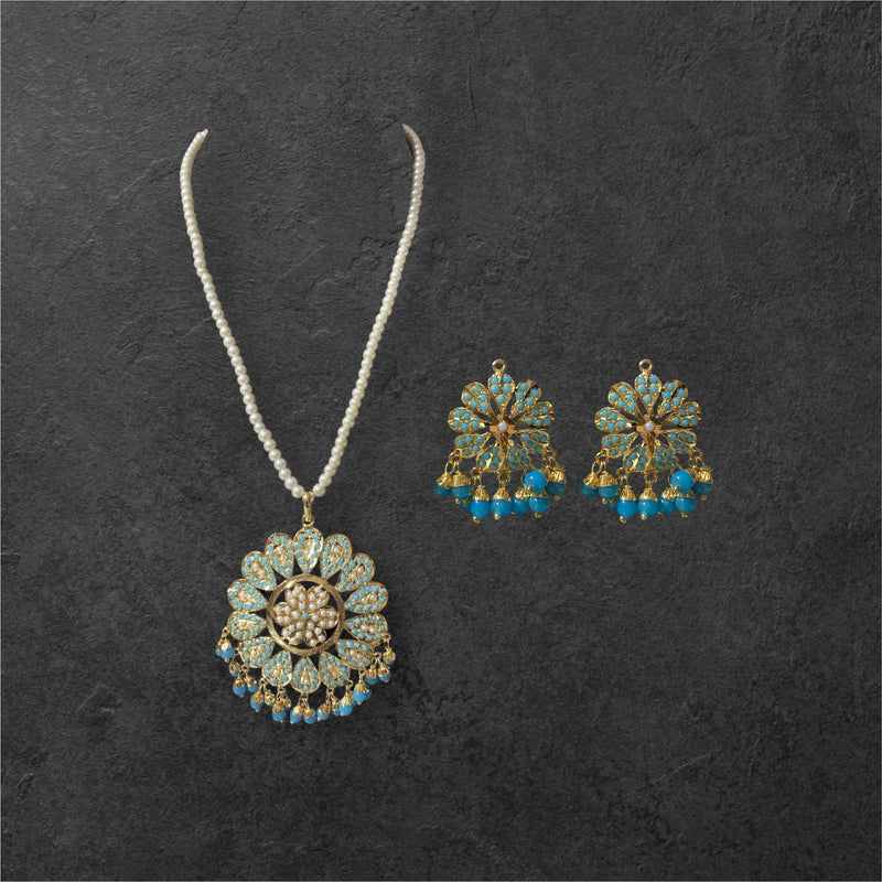 PS486 Kavya   pendant set in Feroza  ( READY TO SHIP )