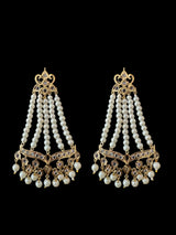 DLN111 Hareem pearl rani haar with jhoomar earrings in pearls  ( READY TO SHIP )