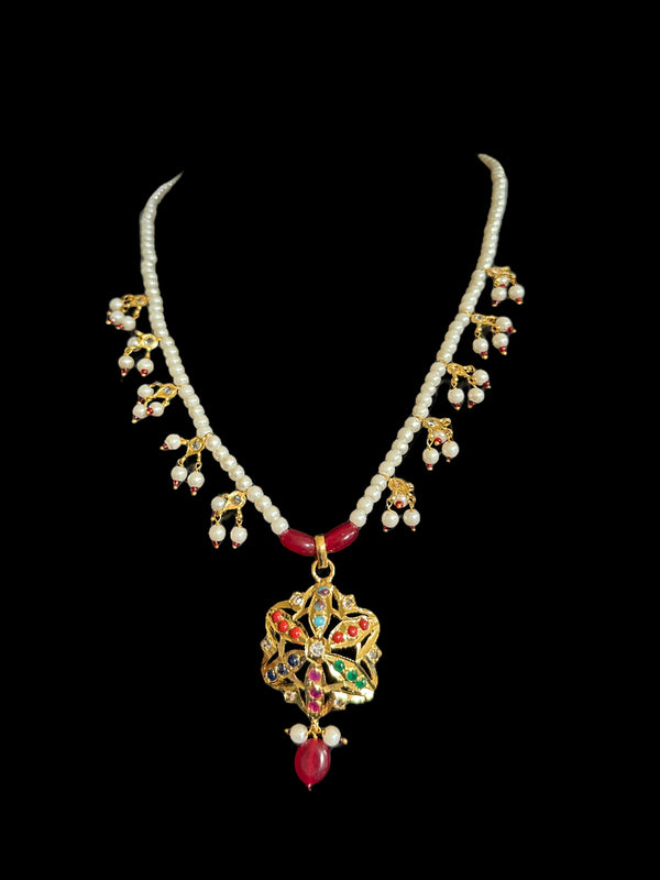 DNS95 Meera navratan necklace with earrings ( READY TO SHIP)