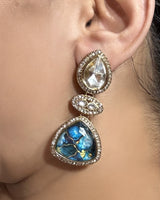Quartz earrings - lightning blue  ( READY TO SHIP )