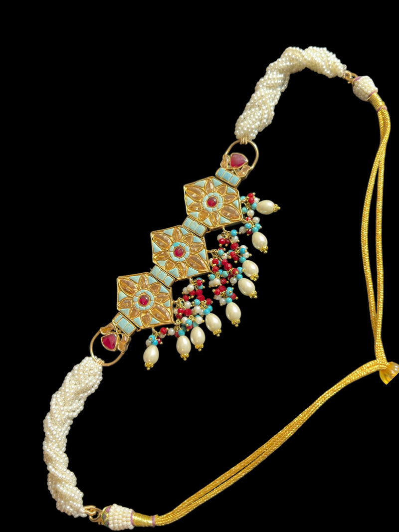 C527 Zaria turquoise ruby choker with earrings ( READY TO SHIP )