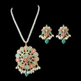 PS314  Kavya pendant set in navratan    (READY TO SHIP )