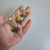 Emerald, Sapphire & Freshwater Pearl Gold-Plated Silver Pendant Set ( READY TO SHIP )