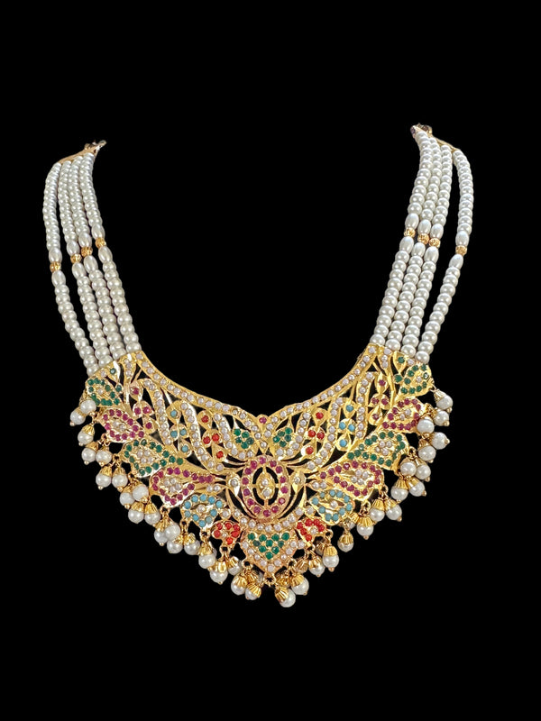 DNS46 Rana Navratan  necklace  earrings tika  (READY TO SHIP )