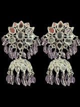 Khushi long necklace with earrings in real amethyst beads ( READY TO SHIP )