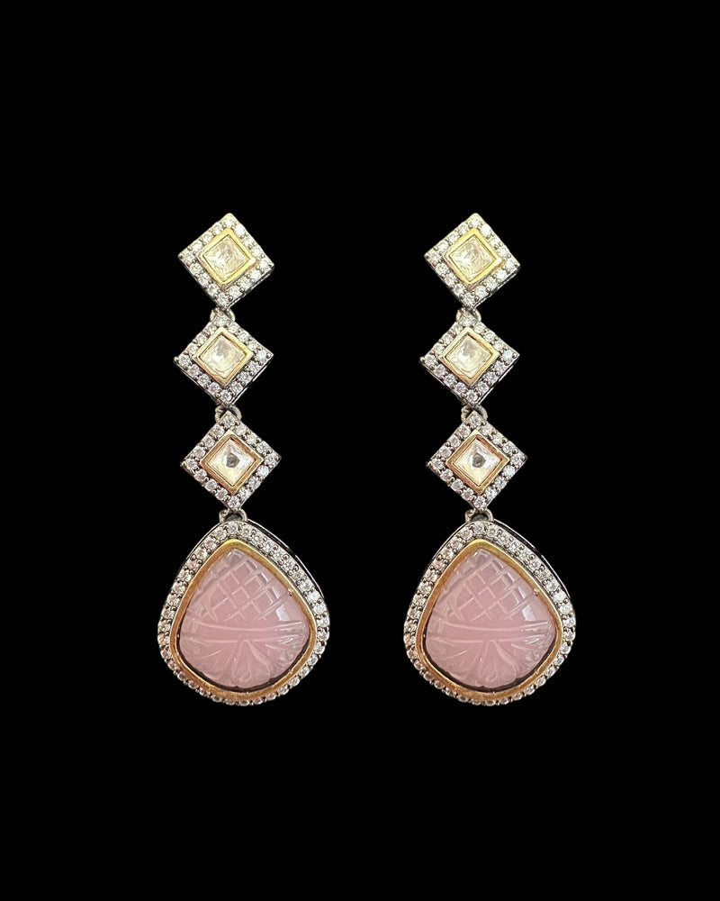 DER765 Victorian style earrings - Pink ( READY TO SHIP )