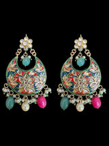 Gold-Plated Kundan Chandbali Earrings with Shell Pearls & Quartz Beads – 2.7” | Meenakari Back | Traditional Indian Jewelry ( READY TO SHIP )