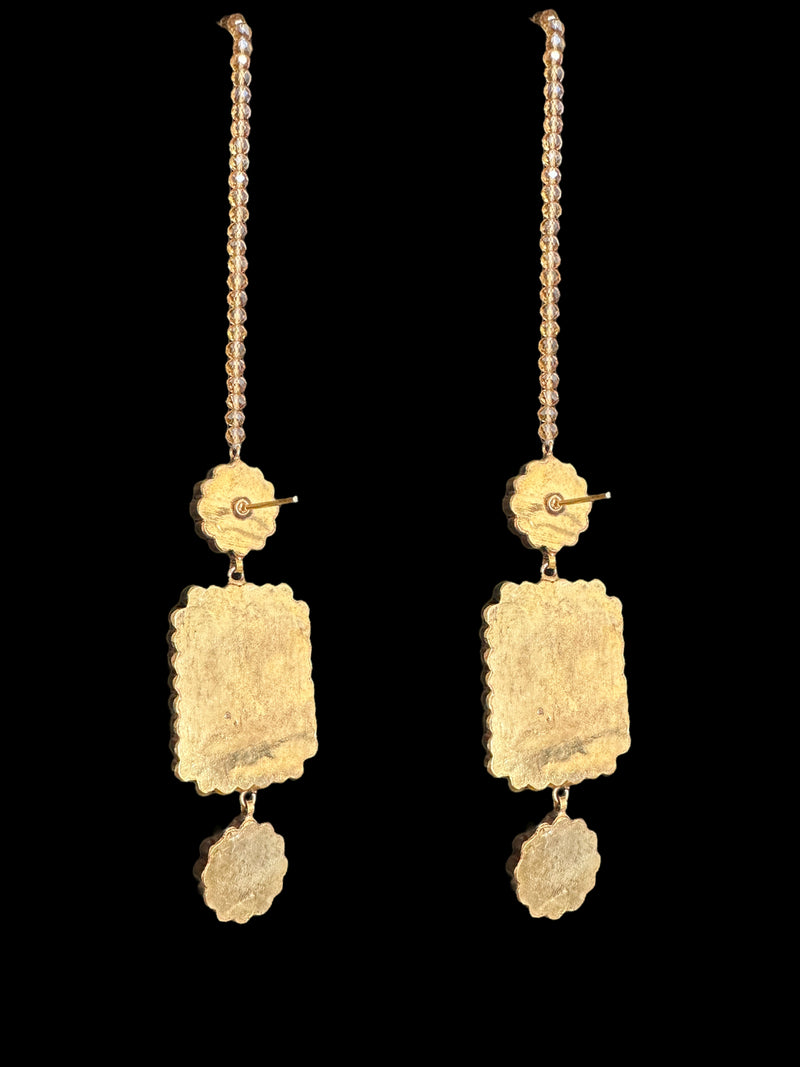 DER592 kundan earrings - golden / champagne stones ( READY TO SHIP )