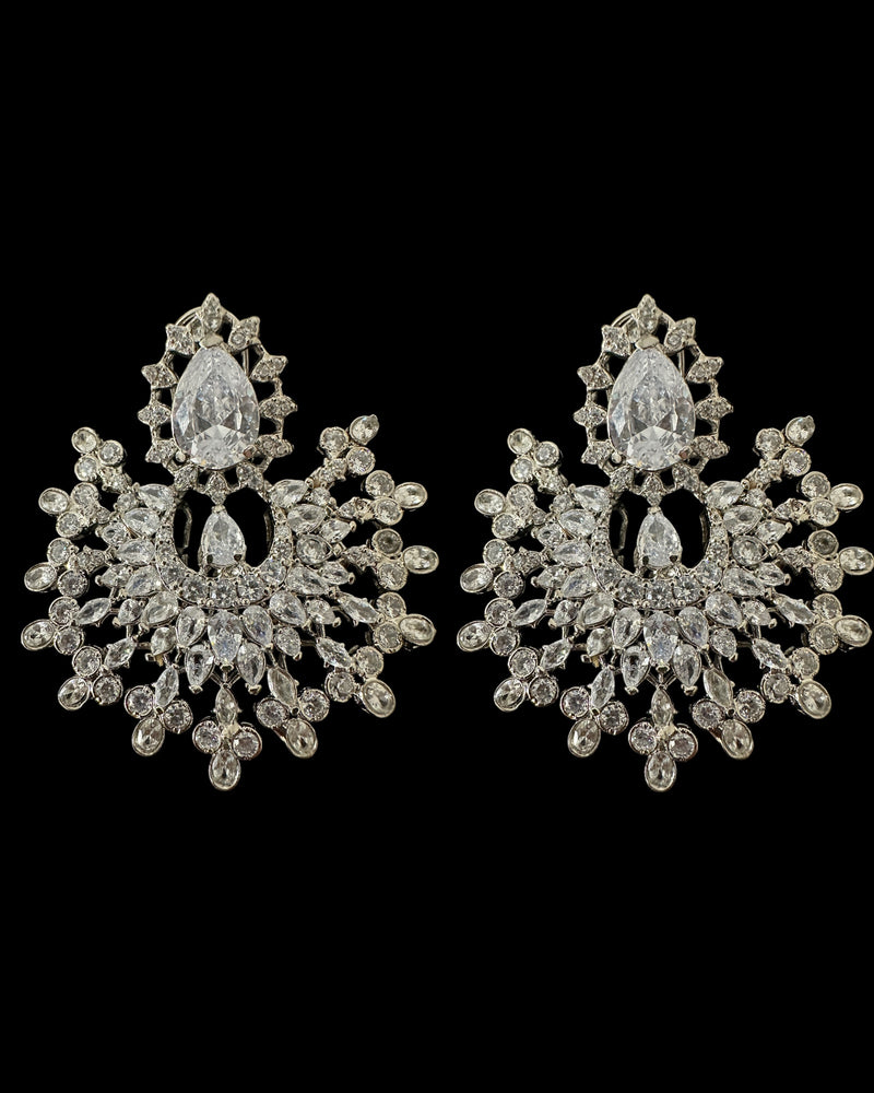 Subhana silver plated chandbali earrings tika set  ( READY TO SHIP )