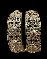 Azmah Gold-Plated CZ Polki Bangles (Set of 2) ( READY TO SHIP )