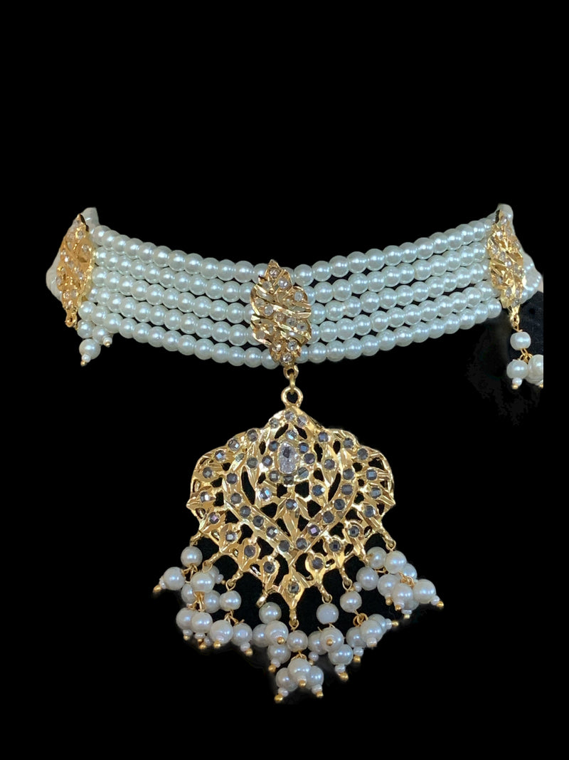 Ekta  pearl choker with earrings ( SHIPS IN 4 WEEKS )