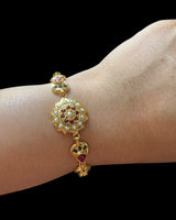 Gold-Plated 925 Silver Ruby Emerald Freshwater Pearl Bracelet ( READY TO SHIP )