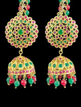 DER586 Rehma ruby emerald jhumka earrings ( READY TO SHIP )