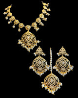 DNS221 Gold-Plated Necklace with Earrings & Tikka ( READY TO SHIP )