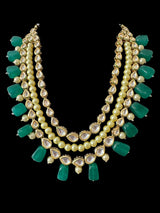 DNS199 Leila high quality ac kundan necklace with earrings in green ( READY TO SHIP  )