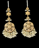 Gold plated earrings tika set in pearls ( READY TO SHIP )