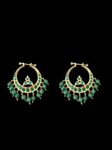 DER133 Hosna gold  plated chandbali - green  (READY TO SHIP)