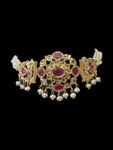 C302 MUSHK hyderabadi choker with earrings -Ruby ( SHIPS IN 4 WEEKS )