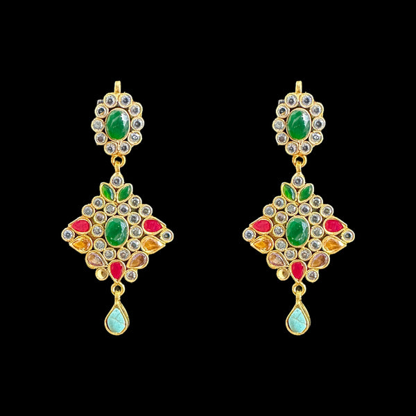 DER581 kundan earrings in multicolor ( READY TO SHIP )