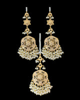 Gold plated earrings tika set in pearls ( READY TO SHIP )