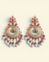 Ruby pearl gold plated silver chandbali earrings ( READY TO SHIP )