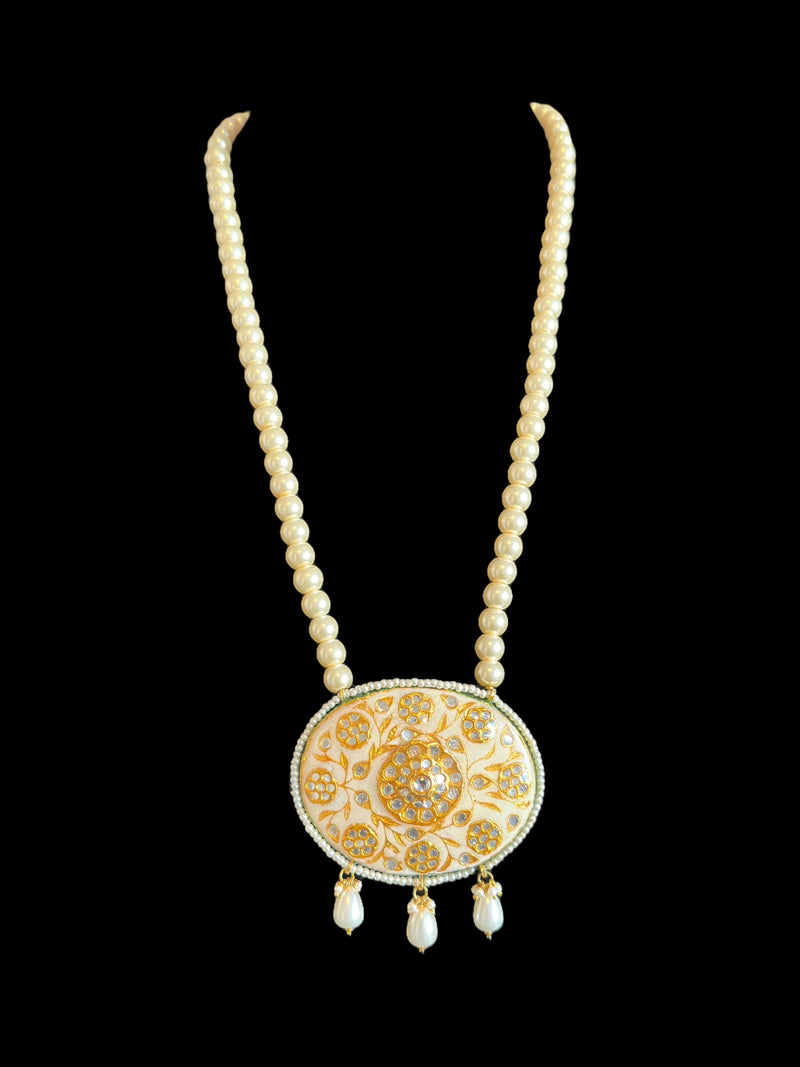 PS540 Suman kundan meenakari pendant only - beige ( READY TO SHIP)