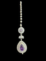 Sabina Cz bridal set in silver plating with purple  ( READY TO SHIP )