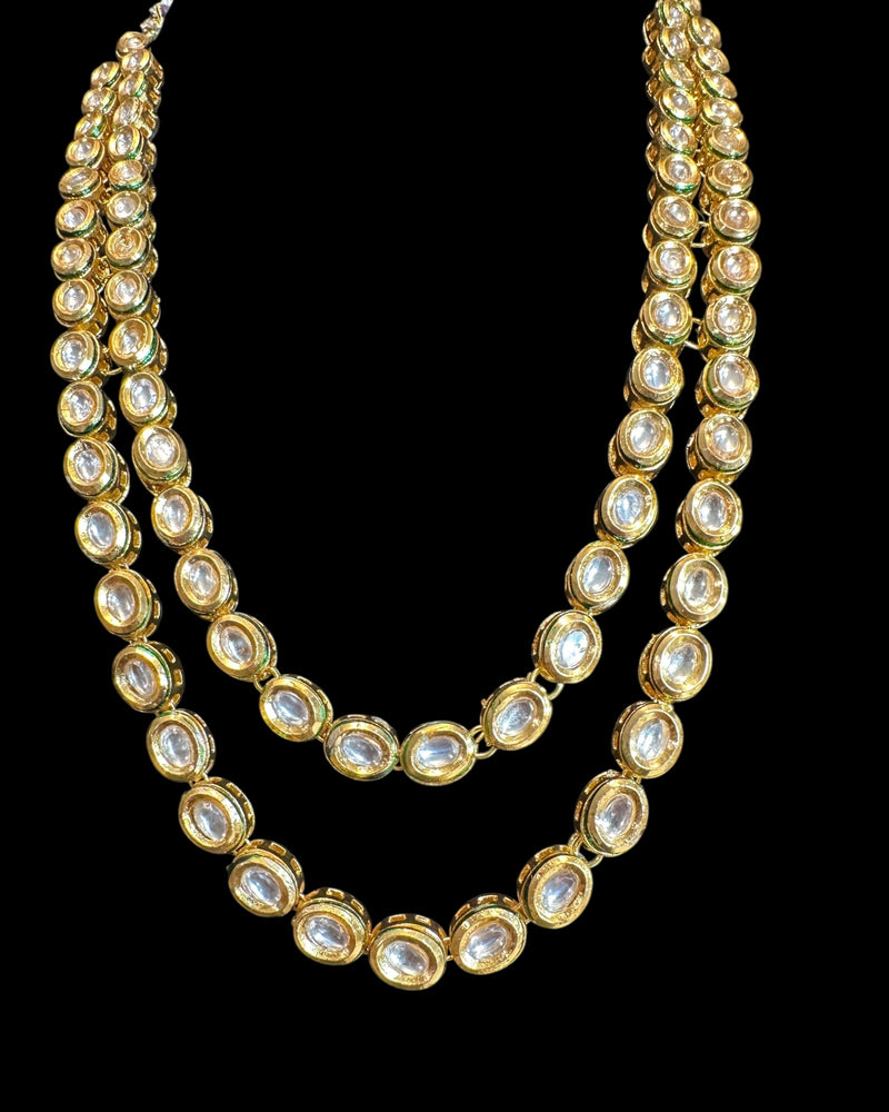 DNS208 Afsa Two-Layered Kundan Necklace – Handcrafted Bridal Gold-Plated Set with Meenakari Work ( READY TO SHIP )