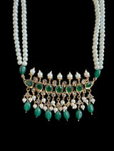 PS521 Tirmani with chandbali in green beads with pearls ( READY TO SHIP )