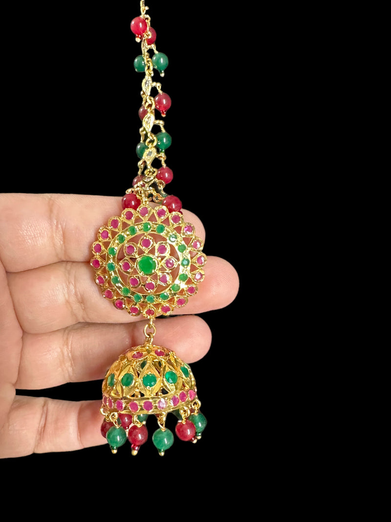 DER586 Rehma ruby emerald jhumka earrings ( READY TO SHIP )