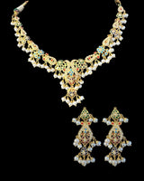 Navratan / Multicolored Jadau delicate Necklace Set in Gold Plated Silver ( READY TO SHIP )