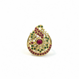 Ruby Emerald Pearl Ring – Gold-Plated 92.5 Silver ( READY TO SHIP )
