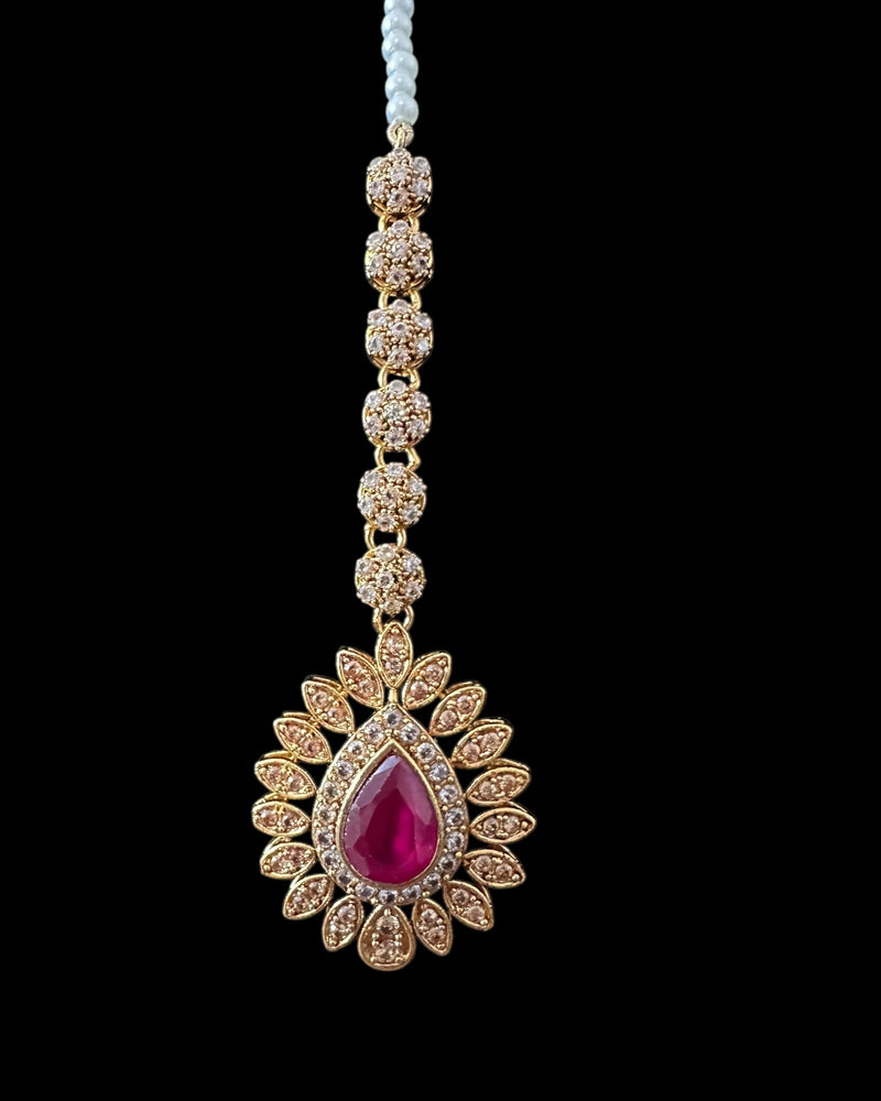 BR463 Ruby and zircon bridal set ( READY TO SHIP)