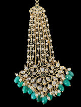 DJHR146 Gold plated high quality Polki jhoomar - Green ( READY TO SHIP )