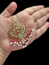 STK102 Afreen tika in silver with gold plating - Ruby pearl ( READY TO SHIP )