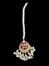 DJTK311 small sized  kundan and meenakari tika - Red ( READY TO SHIP )