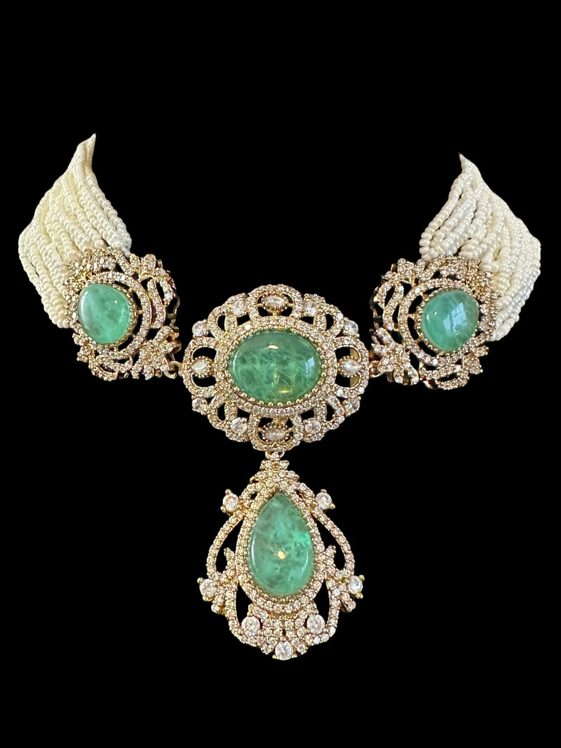 C529 Victorian choker set in light green ( READY TO SHIP )