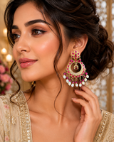 Ruby pearl gold plated silver chandbali earrings ( READY TO SHIP )