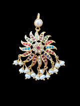 Nameera pendant set in gold plated silver earrings- NAVRATAN ( READY TO SHIP )