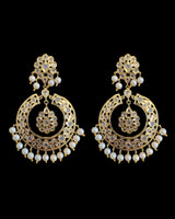 DER175S  Reeba chandbali in pearls ( READY TO SHIP )
