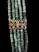 DLN125 SHARNAZ Gold plated Rani haar in real emerald beads ( READY TO SHIP )