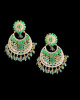 ERS2 Gold-Plated Chandbali Earrings with Zircons & Shell Pearls ( READY TO SHIP )