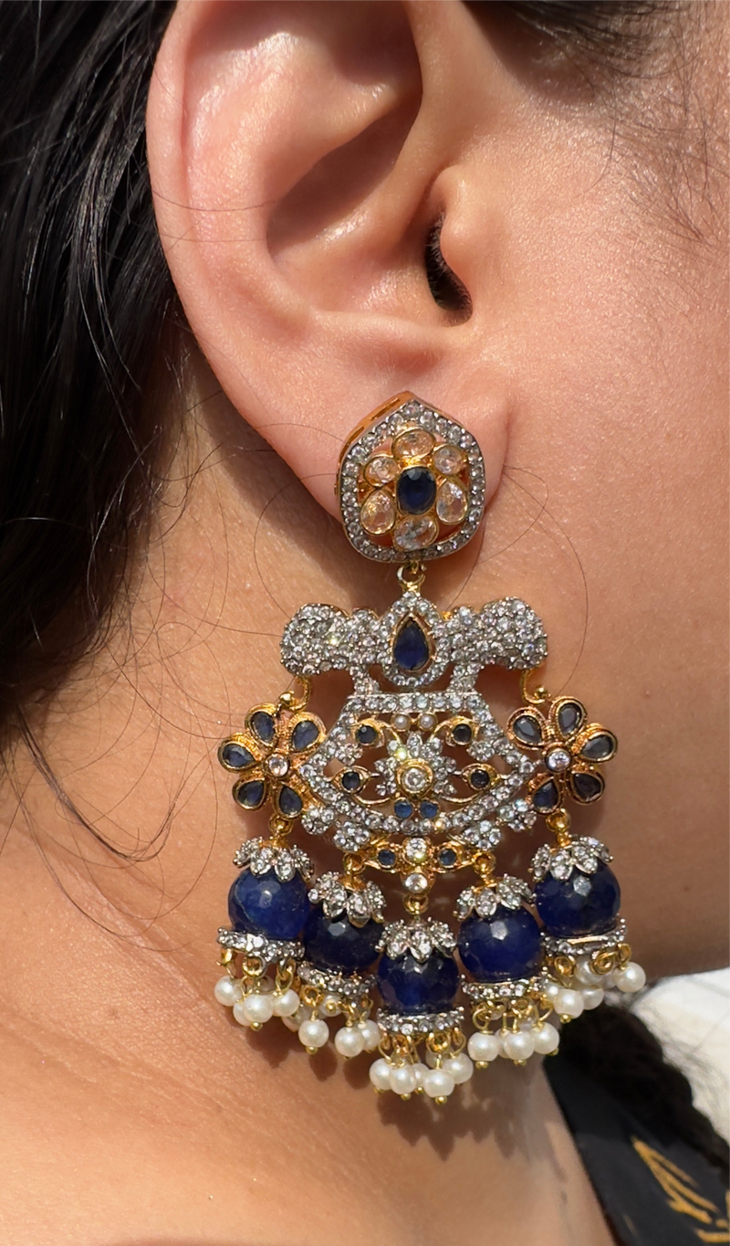 Laiha gold plated earrings - Dark blue  ( READY TO SHIP )